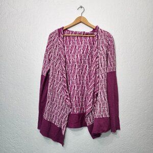 prAna pink and white graceful Wrap Organic Cotton lightweight Hoodie